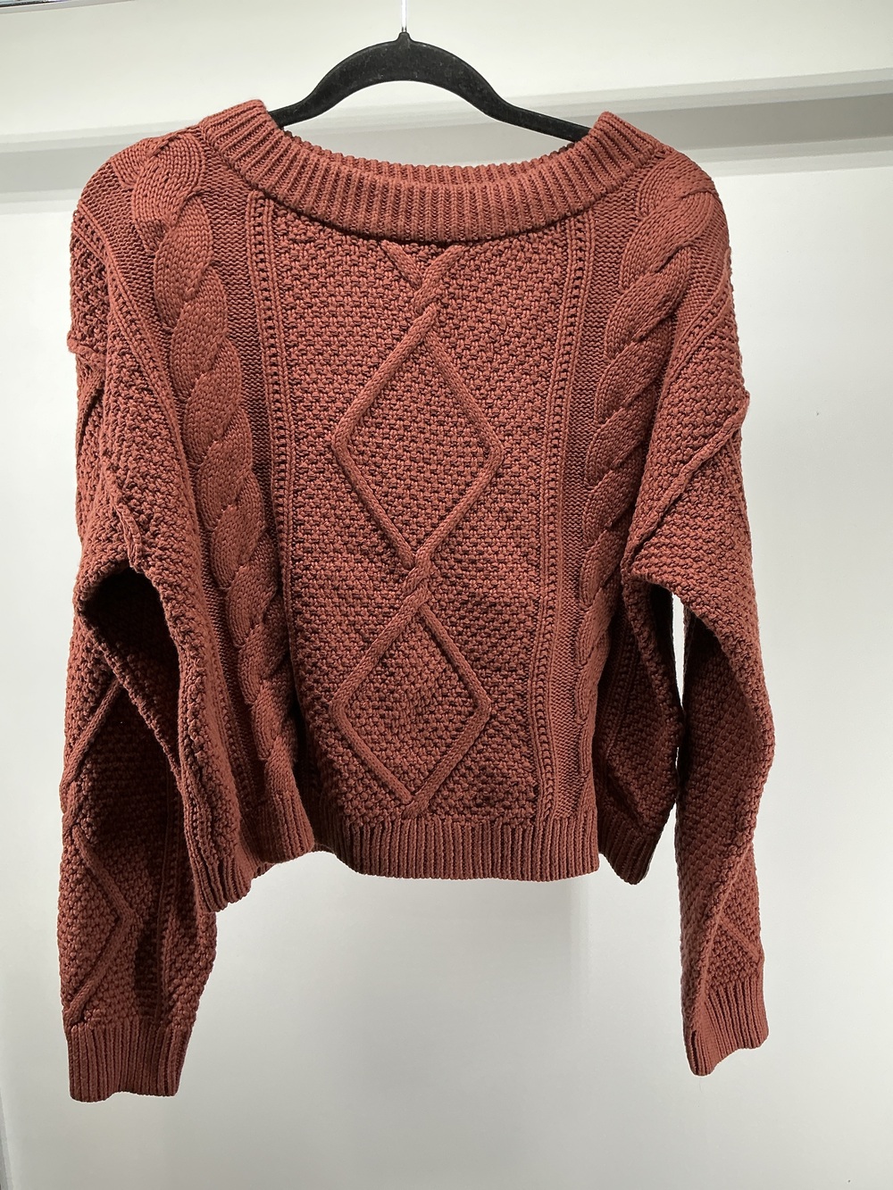 100% Organic Cotton Cropped Cable Crew Sweater